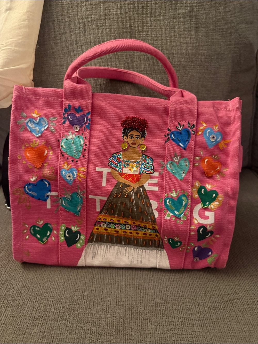Frida Khalo hand painted tote bag